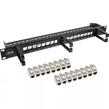 InLine Patchpanel Cat.6A 16-fach 19 Zoll 1U Schwarz