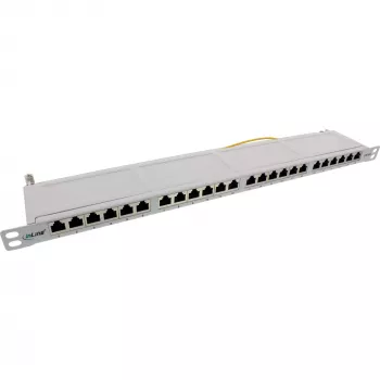InLine Patch Panel 19 Zoll Cat.6A 24 Port 0,5HE Lichtgrau RAL7035