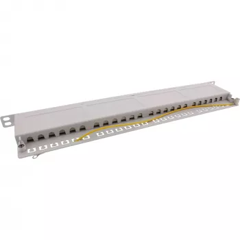 InLine Patch Panel 19 Zoll Cat.6A 24 Port 0,5HE Lichtgrau RAL7035