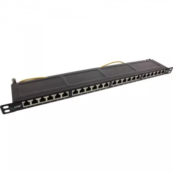 InLine Patch Panel 19 Zoll Cat.6A 24 Port 0,5HE schwarz RAL 9005