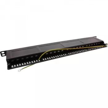 InLine Patch Panel 19 Zoll Cat.6A 24 Port 0,5HE schwarz RAL 9005