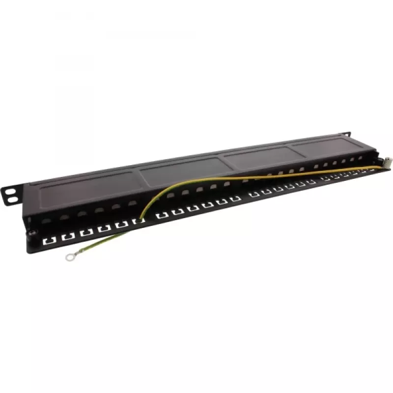 InLine Patch Panel 19 Zoll Cat.6A 24 Port 0,5HE schwarz RAL 9005