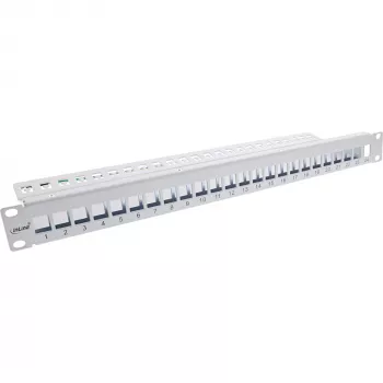 InLine Blank Patch Panel 19 Zoll 24 Port 1U hellgrau Rack-Montage