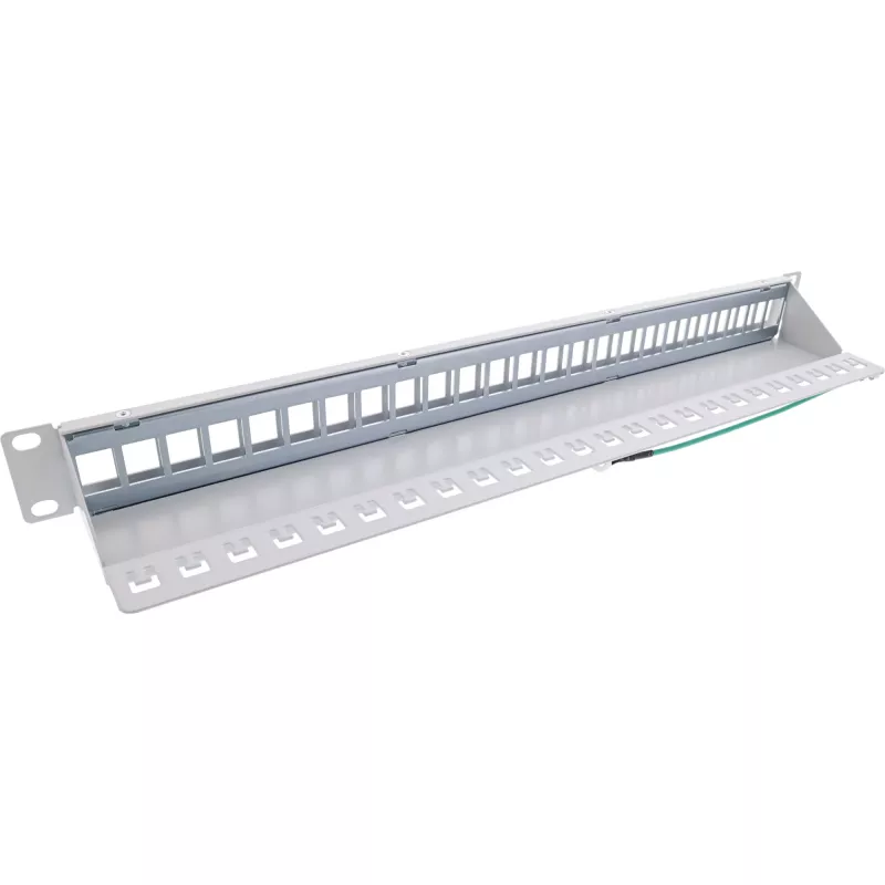 InLine Blank Patch Panel 19 Zoll 24 Port 1U hellgrau Rack-Montage