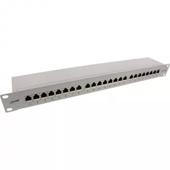 InLine Patch-Panel 19 Zoll Cat.6A 24 Port 1U hellgrau RAL7035