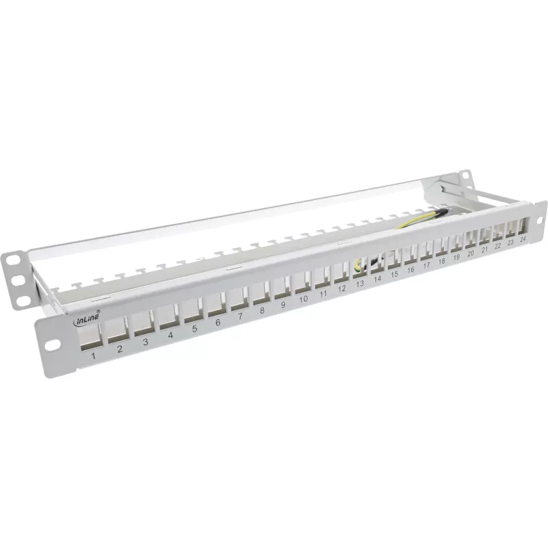 InLine Blank Patch Panel mit Auszug 19 Zoll 24 Port 1U Lichtgrau