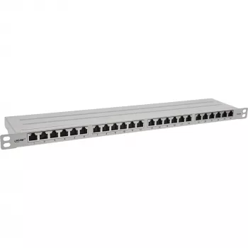 InLine 19 Zoll Patchpanel Cat.6A 0,5 U 24-Port, mit Staubschutz, grau