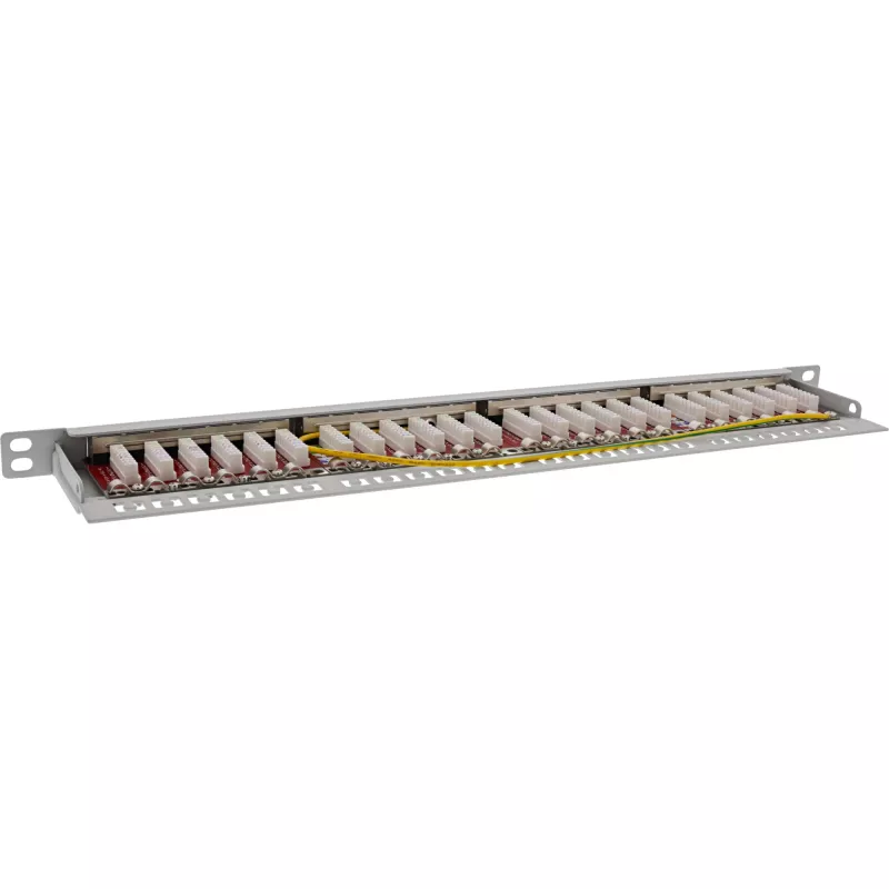 InLine 19 Zoll Patchpanel Cat.6A 0,5 U 24-Port, mit Staubschutz, grau