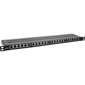 InLine 19 Zoll Patchpanel Cat.6A 0,5 U 24-Port, mit Staubschutz, schwarz