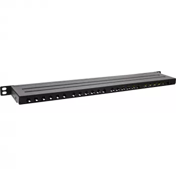 InLine 19 Zoll Patchpanel Cat.6A 0,5 U 24-Port, mit Staubschutz, schwarz