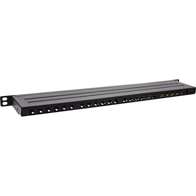 InLine 19 Zoll Patchpanel Cat.6A 0,5 U 24-Port, mit Staubschutz, schwarz