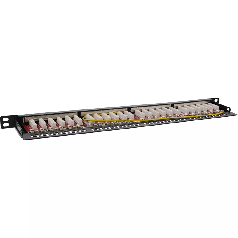InLine 19 Zoll Patchpanel Cat.6A 0,5 U 24-Port, mit Staubschutz, schwarz