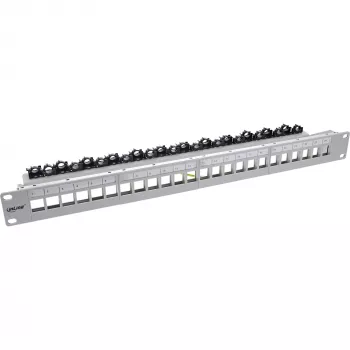 InLine Patchpanel 24-fach, Keystone-Leer-Patchpanel, 19 Zoll, 1HE, grau