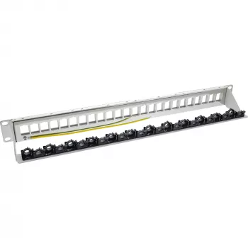 InLine Patchpanel 24-fach, Keystone-Leer-Patchpanel, 19 Zoll, 1HE, grau