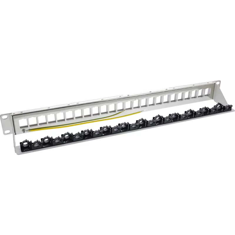 InLine Patchpanel 24-fach, Keystone-Leer-Patchpanel, 19 Zoll, 1HE, grau