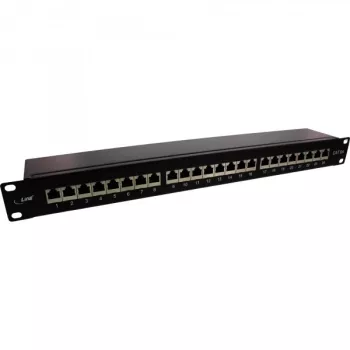 InLine Patch Panel 19 Zoll Cat.6A 24 Port 1U schwarz RAL 9005
