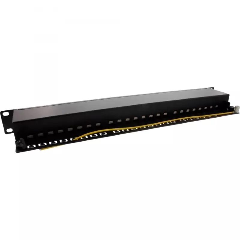 InLine Patch Panel 19 Zoll Cat.6A 24 Port 1U schwarz RAL 9005