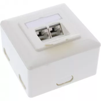 InLine Unterputzdose Cat.6A Aufputz 2x RJ45 Buchse RAL9010 weiß