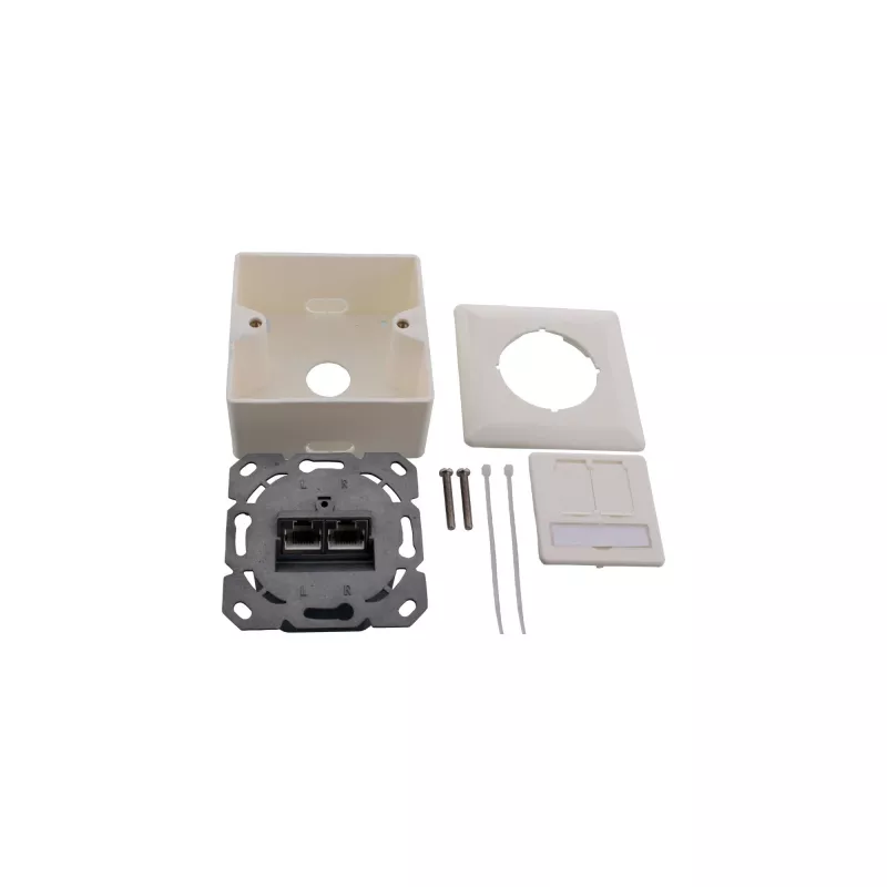 InLine Unterputzdose Cat.6A Aufputz 2x RJ45 Buchse RAL9010 weiß