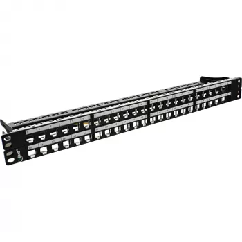 InLine Blank RJ45 Keystone Patch Panel 19 Zoll, 48 Ports, 1U, schwarz