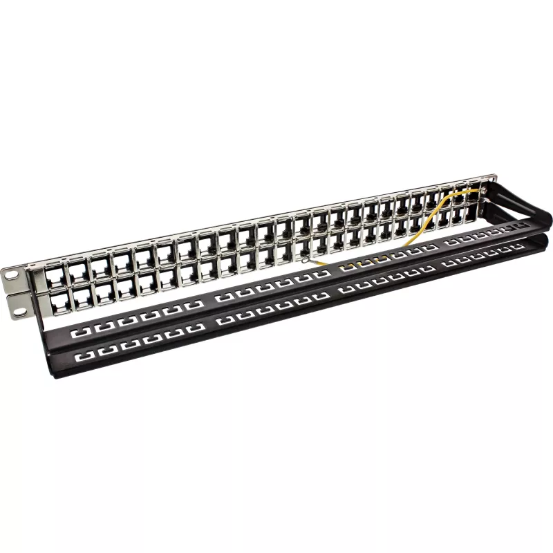 InLine Blank RJ45 Keystone Patch Panel 19 Zoll, 48 Ports, 1U, schwarz