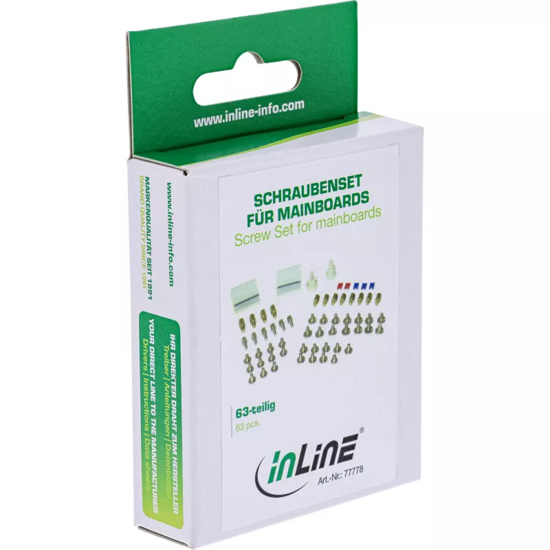 InLine Schraubenset mit Jumpern, Klebeclips, Abstandshaltern, Kabelclips, 63 Stück, InLine 77778