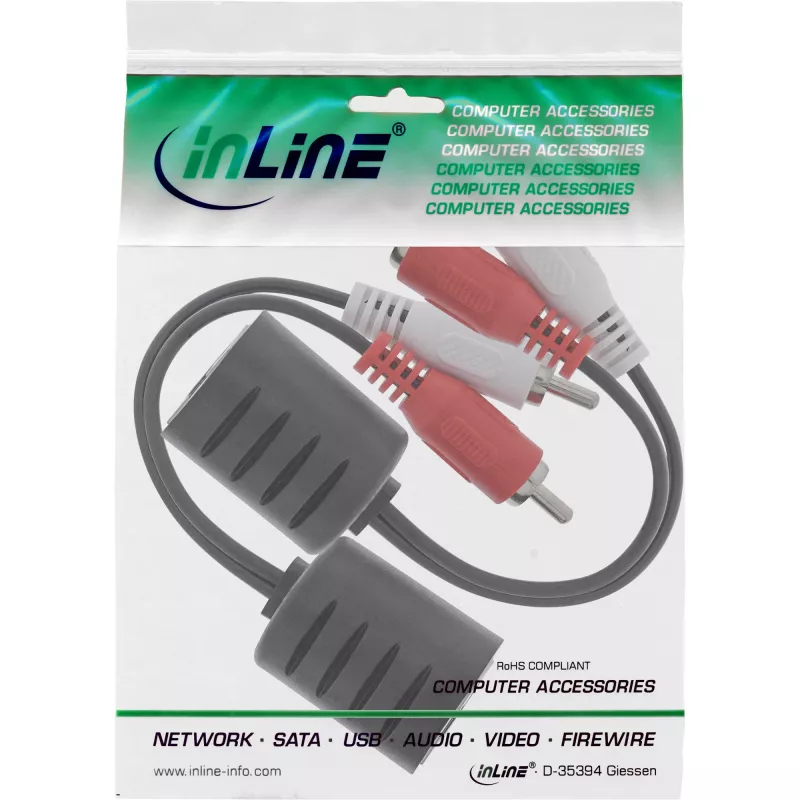 InLine RCA Audio über LAN / Ethernet / RJ45 Kabel 2 Stück, ein Set