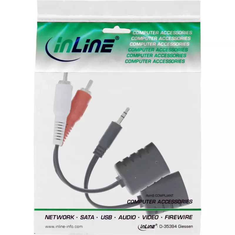InLine RCA Audio über LAN / Ethernet / RJ45 Kabel max. 50m Komplettset