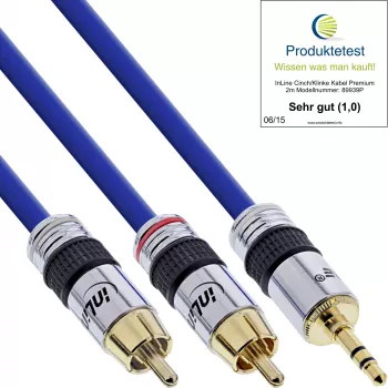 InLine Audiokabel Premium 2x Cinch-Stecker / 3,5 mm Klinkenstecker vergoldet 3 m