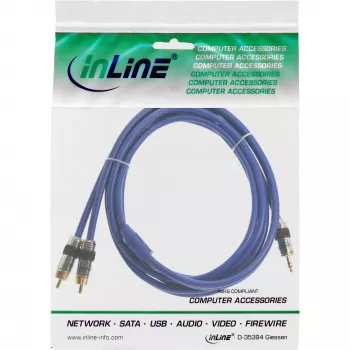 InLine Audiokabel Premium 2x Cinch-Stecker / 3,5 mm Klinkenstecker vergoldet 3 m