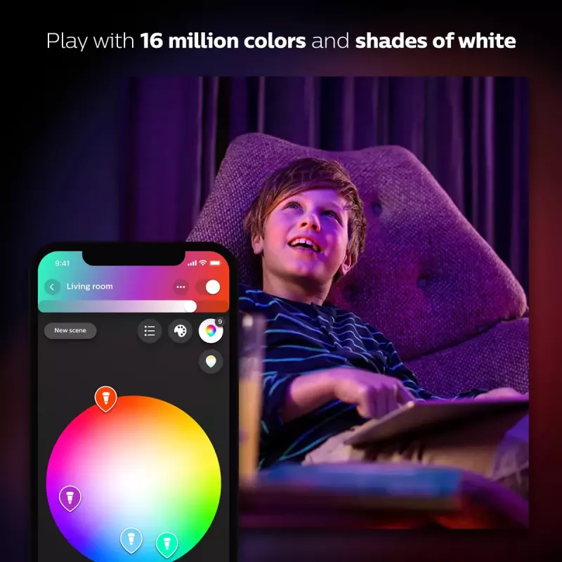 Smart LED Starterkit Philips Hue White and Colour Ambience — 2× E27 11W Leuchtmittel, Bluetooth/Zigbee