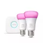 Smart LED Starterkit Philips Hue White and Colour Ambience — 2× E27 11W Leuchtmittel, Bluetooth/Zigbee