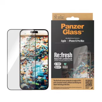 PanzerGlass ® Re:fresh Displayschutz iPhone 15 Pro Max | Ultra-Wide Fit mit EasyAligner