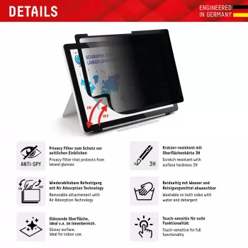 Displex TABLET PRIVACY SAFE abnehmbarer 2-Wege-Blickschutzfilter für iPad 10,2'' (7./8./9. Gen.)