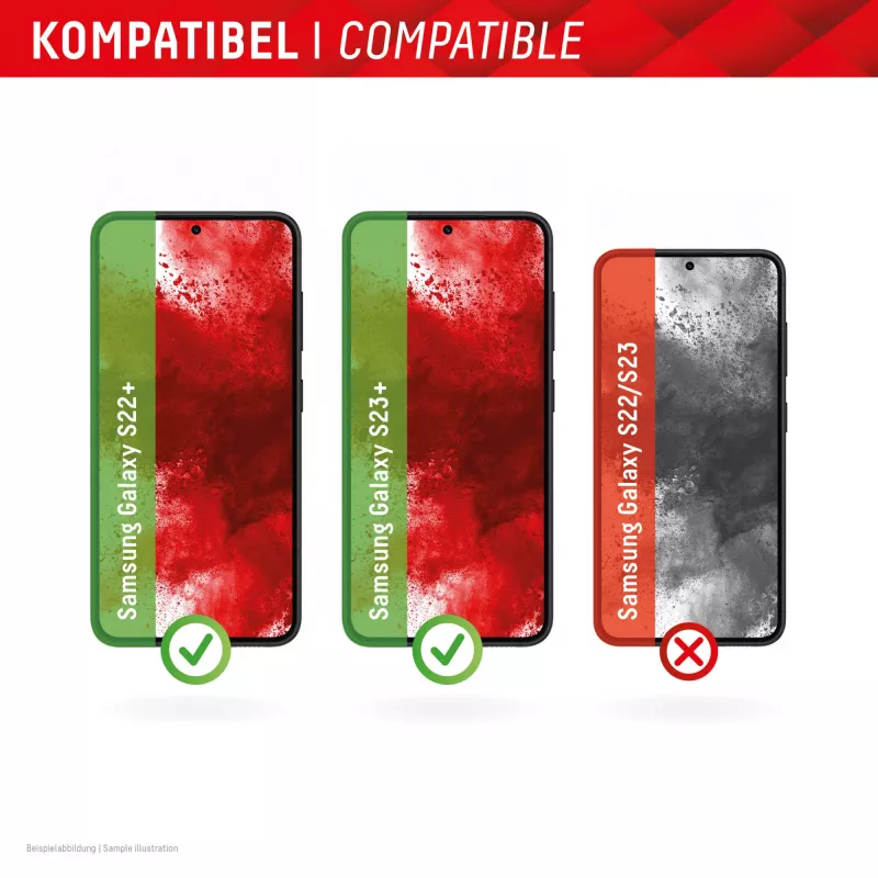 Displex Premium Displayschutzfolie (Full Cover, 10H) für Samsung Galaxy S22+/S23+, Eco Montagerahmen, Full Cover