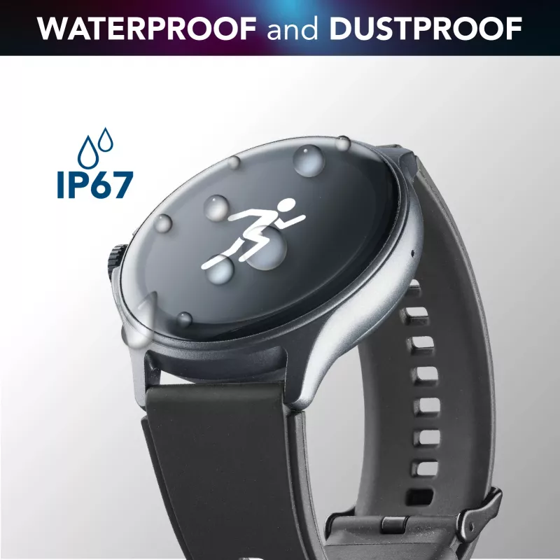 Cellularline ION PRO Round Bluetooth® Smartwatch mit App, 3,51 cm (1,38 Zoll), TFT, Touchscreen, 0,00064 GB, 98 g