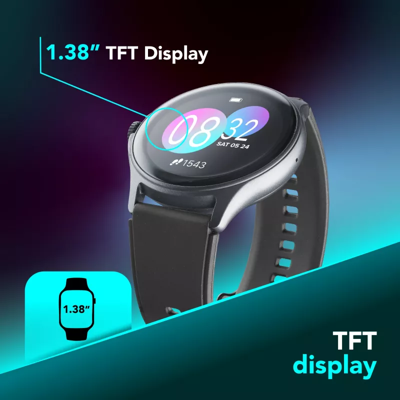 Cellularline ION PRO Round Bluetooth® Smartwatch mit App, 3,51 cm (1,38 Zoll), TFT, Touchscreen, 0,00064 GB, 98 g