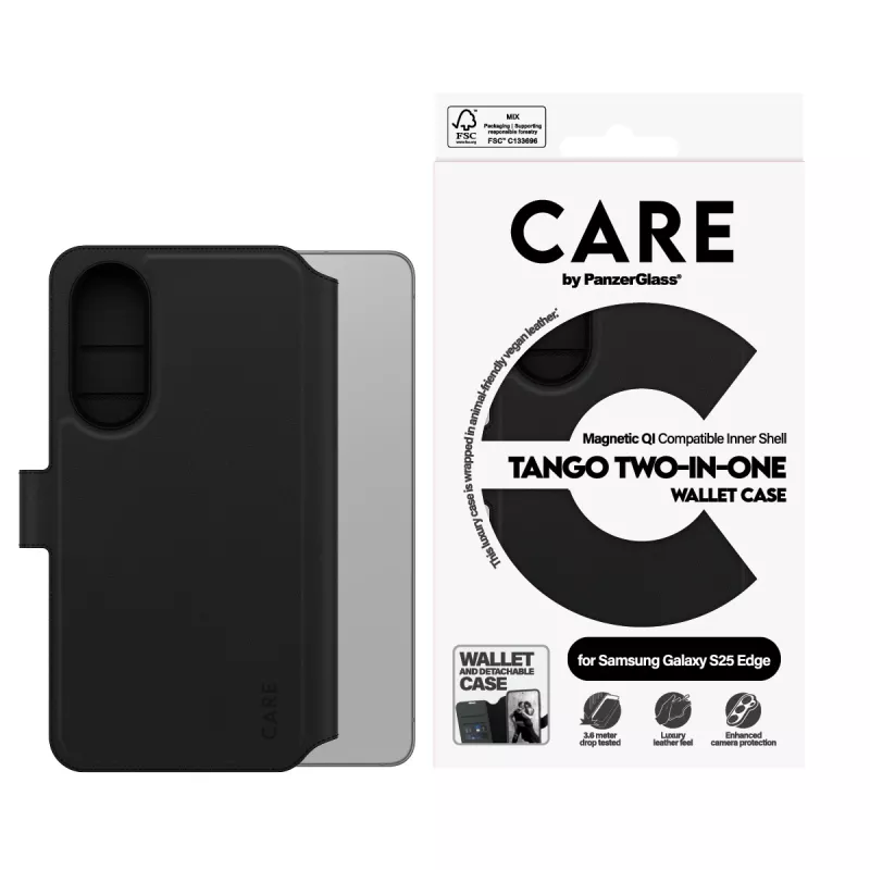 PanzerGlass CARE™ by ® Tango 2-in-1 Brieftaschen-Hülle mit Qi-Kompatibilität Samsung S25 Edge