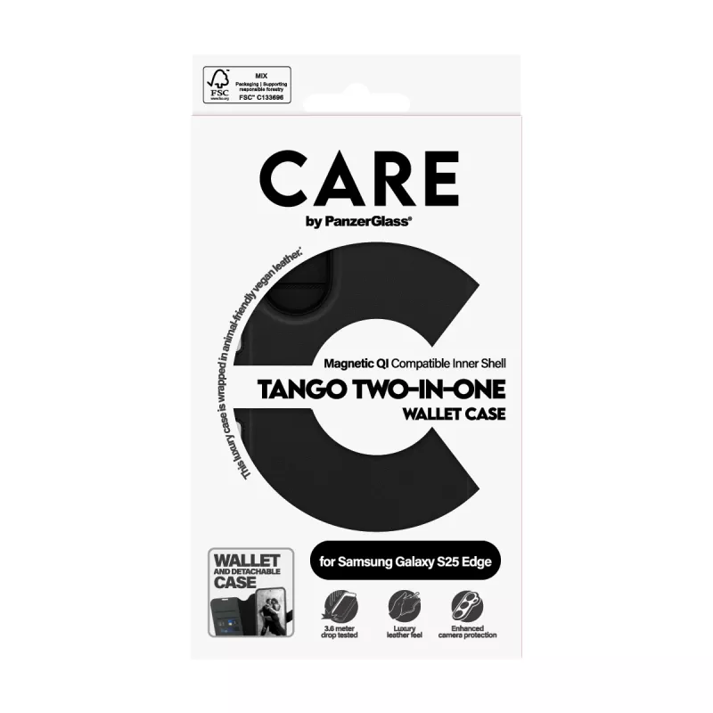 PanzerGlass CARE™ by ® Tango 2-in-1 Brieftaschen-Hülle mit Qi-Kompatibilität Samsung S25 Edge
