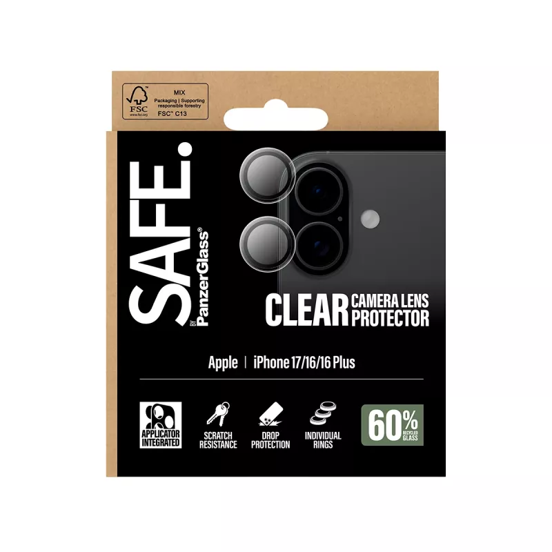 Kamera-Linsenschutz PanzerGlass SAFE für iPhone 17 16 16 Plus kratzfest stoßfest transparent