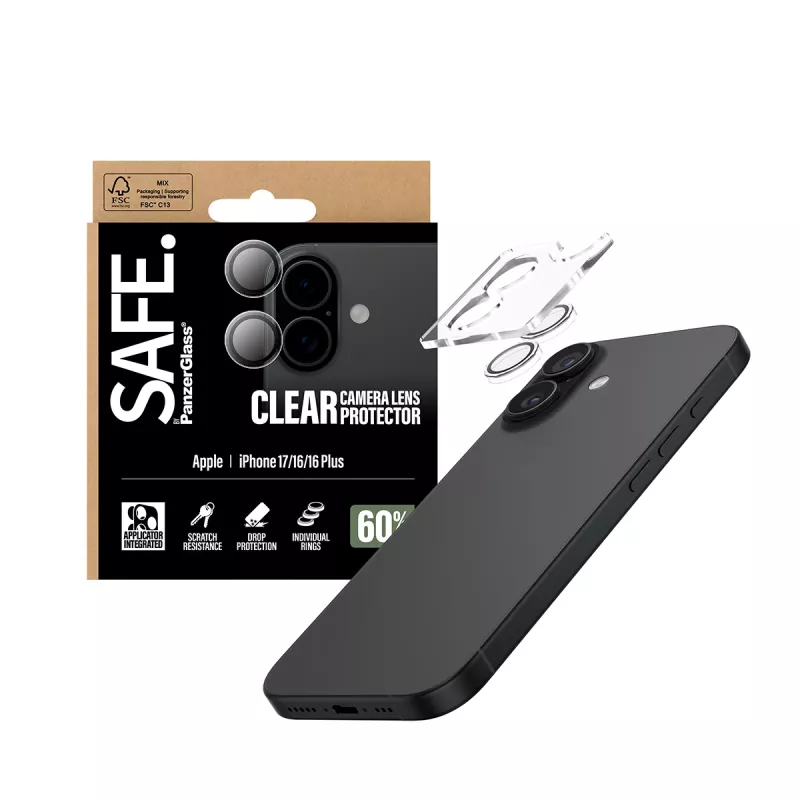 Kamera-Linsenschutz PanzerGlass SAFE für iPhone 17 16 16 Plus kratzfest stoßfest transparent