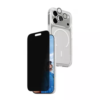 Privacy Case PanzerGlass für iPhone 17 Pro 3-in-1 — CARE Serie, Sichtschutz, integrierte Kameraabdeckung