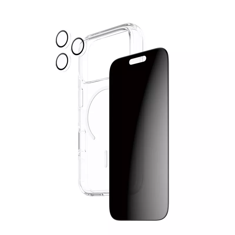 Privacy Case PanzerGlass für iPhone 17 Pro 3-in-1 — CARE Serie, Sichtschutz, integrierte Kameraabdeckung