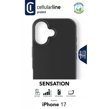 Cellularline Sensation - iPhone 17 Ultraweiche Silikonhülle mit Soft-Touch-Finish, perfekt, um jedes Detail Ihres iPhone 17 mit Eleganz und Komfort zu schützen.