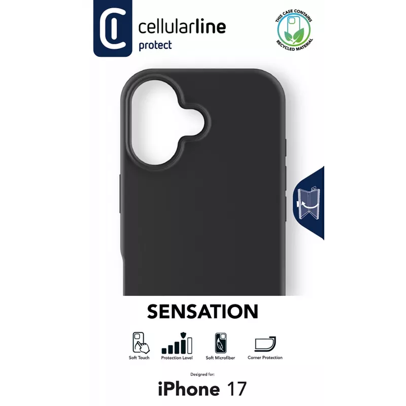 Cellularline Sensation - iPhone 17 Ultraweiche Silikonhülle mit Soft-Touch-Finish, perfekt, um jedes Detail Ihres iPhone 17 mit Eleganz und Komfort zu schützen.