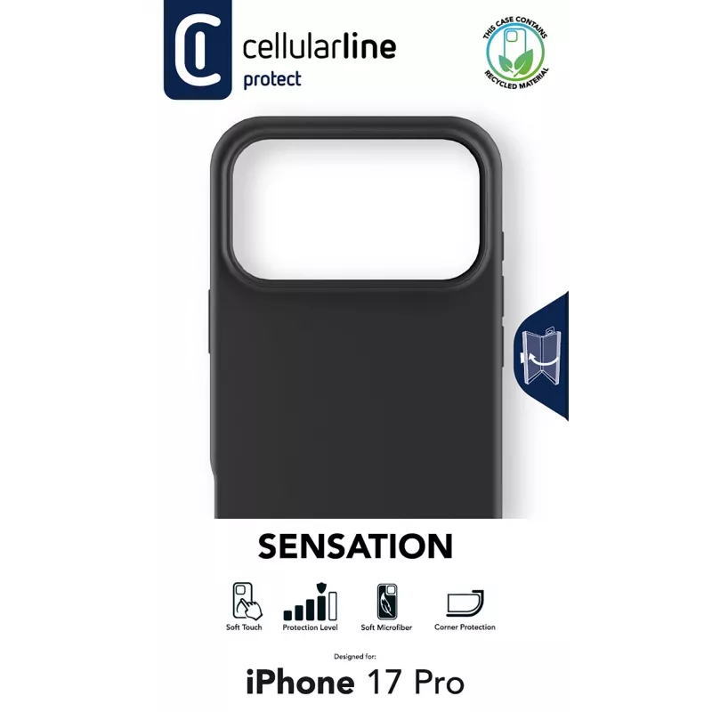 Cellularline Sensation – iPhone 17 Pro Ultra-weiche Silikonhülle mit Soft-Touch-Finish, perfekt, um jedes Detail deines iPhone 17 Pro mit Eleganz und Komfort zu schützen.