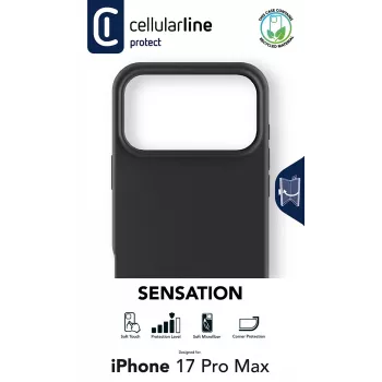 Cellularline Sensation - iPhone 17 Pro Max Ultraleichte Silikonhülle mit Soft-Touch-Oberfläche, perfekt, um jedes Detail Ihres iPhone 17 Pro Max mit Eleganz und Komfort zu schützen.
