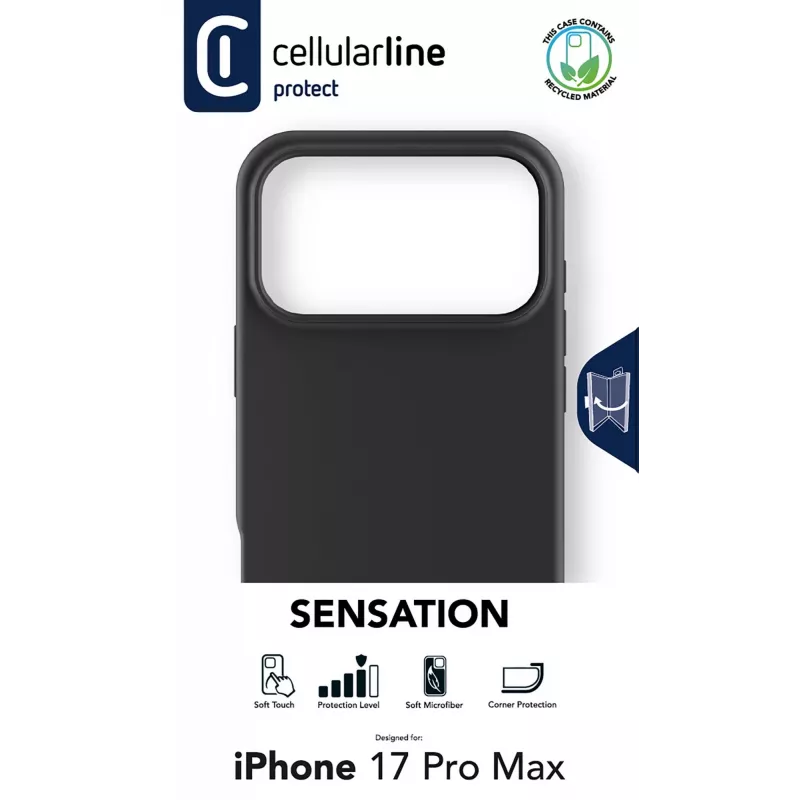 Cellularline Sensation - iPhone 17 Pro Max Ultraleichte Silikonhülle mit Soft-Touch-Oberfläche, perfekt, um jedes Detail Ihres iPhone 17 Pro Max mit Eleganz und Komfort zu schützen.