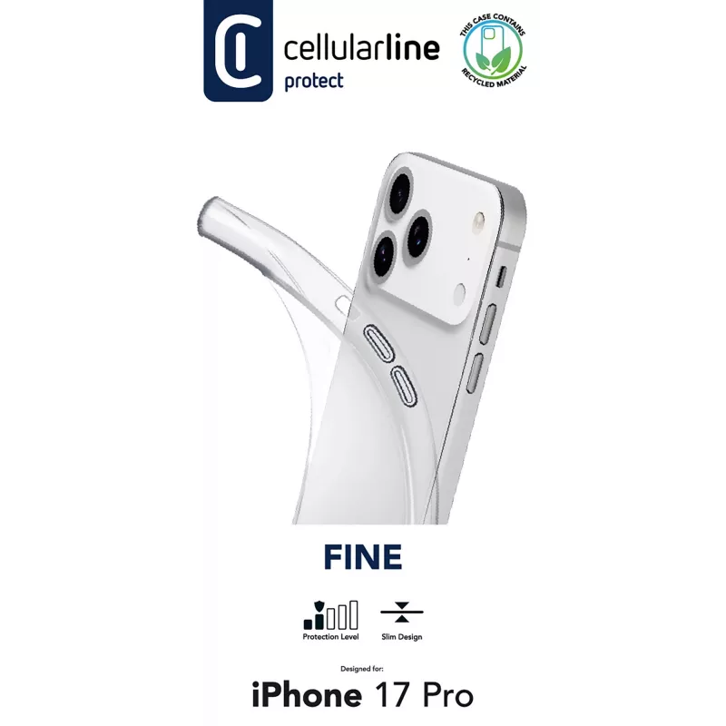 Cellularline Fine - iPhone 17 Pro, Hülle, Apple, iPhone 17 Pro, 16 cm (6,3 inch), Transparent