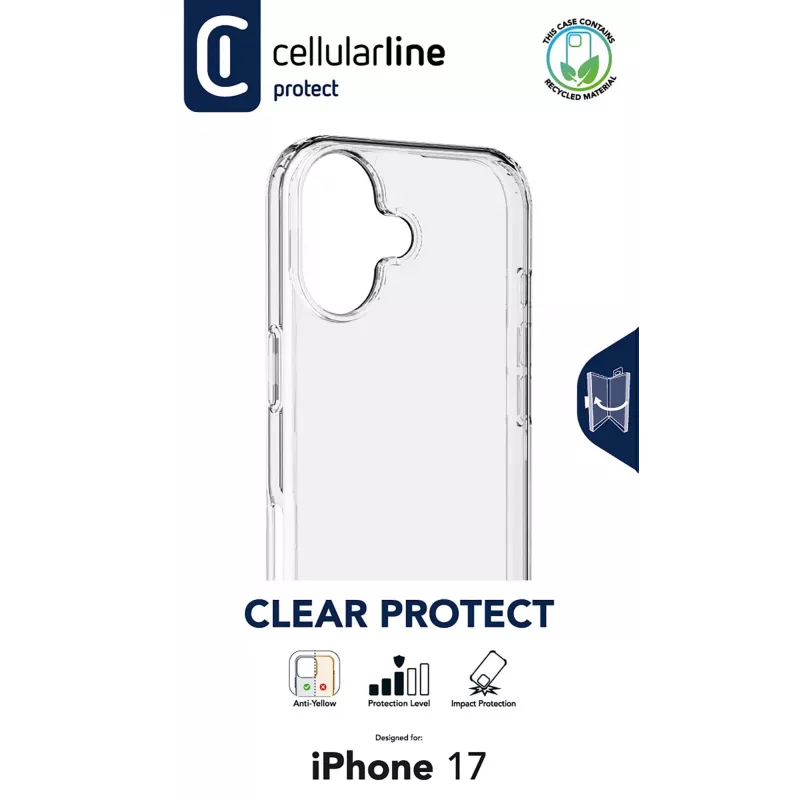 Cellularline Clear Protect – iPhone 17 Hartschale mit Gummirändern